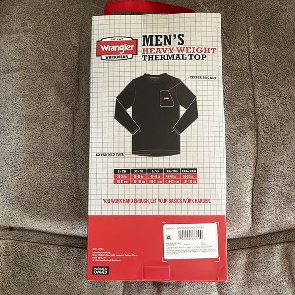 Wrangler Men’s Heavyweight Thermal Top Grey Size Medium New in Package - Picture 2 of 3